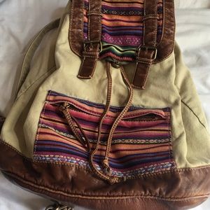 Faux leather/ fabric backpack
